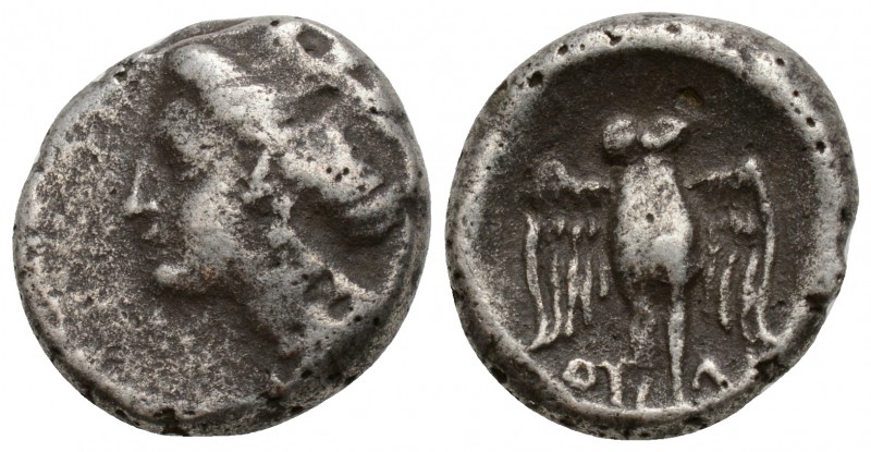 Pontos, Amisos Circa 300-125.
AR Drachm. Turreted head of Hera-Tyche left / Owl...