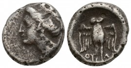 Pontos, Amisos Circa 300-125.
AR Drachm. Turreted head of Hera-Tyche left / Owl with spread wings facing, OY in lower left field. Cf. SNG BM 1099-111...
