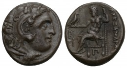 Kingdom of Macedon, Alexander III 'the Great' AR Drachm. Colophon, circa 310-301 BC. Head of Herakles right, wearing lion's skin / AΛΕΞΑΝΔΡΟΥ, Zeus Aë...