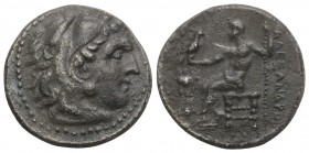 Kings of Macedon. Alexander III \the Great\ 336-323 BC. 
Drachm AR, Head of Herakles right, wearing lion skin / Zeus Aetophoros seated left, Conditio...