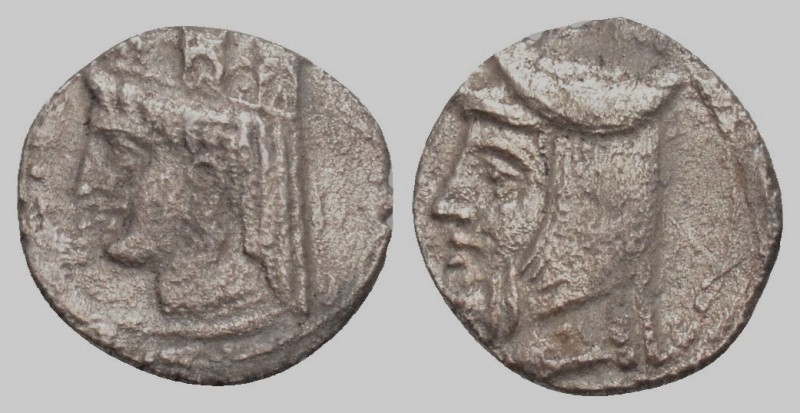 Cilicia, uncertain mint AR Obol. 4th century BC. 
Head of satrap left, wearing ...