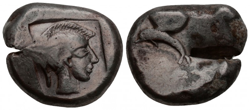 Pamphylia, c. 460-440 BC, AR Stater, Side
Obverse: Pomegranate with smooth skin...