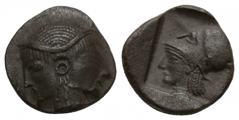 MYSIA, Lampsakus. Circa 500-450 BC.
AR Diobol Janiform female heads / Helmeted ...