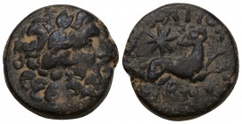 Seleucid Kingdom. Antioch on the Orontes AD 11-17.
Bronze Æ, Laureate head of Zeus right. / EΠI ΣIΛANOΥ ANTIOΧEΩN, ram leaping right, looking back, a...