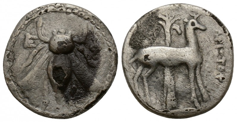Ionia, Ephesos. AR Drachm (202-150 BC) 
[Themi?]stagoras magistrate. Obv. E - Φ...
