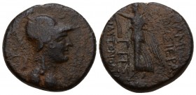 SELEUCIS and PIERIA. Apamea. Pseudo-autonomous (1st century BC). Ae. Dated CY 276 (37/6 BC). Obv: Helmeted and draped bust of Athena right. Rev: ΑΠΑΜΕ...