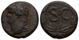 Syria, Seleucis and Pieria. Antiochia ad Orontem. Vespasian. A.D. 69-79. Æ semis Laureate head of Vespasian left / Large S C within laurel wreath. McA...