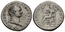 Titus (Domitianus) Titus 79-81 (Domitian)
Denarius, Rome, 80, AG Avers: CAESAR AVG F DOMITIAN COS VI
Reverse: PRINCEPS IVVENTVTIS, Ref: RIC 42
Cond...