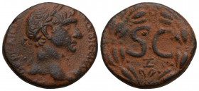 Trajan Æ As of Antioch, Syria. AD 102-114. 
AVTOKAMP AIC NԐP TITANIC CԐB ΓԐPM ΔAK, laureate head right / S•C, within laurel wreath; Z below. McAlee 4...