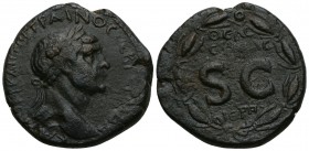 Trajan (Augustus) AD 98/117
Hierapolis Region: Syria Province: Syria
Obv: laureate head of Trajan, r.
Rev: ΘΕΑϹ / ϹΥΡΙΑϹ (above), ΙΕΡΟΠΟ/[ ] (below...