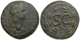 Seleucis and Pieria. Antioch. Trajan AD 98-117. 
As Æ, Laureate head right / Large S C with letter E below, all within laurel wreath of eight bunches...