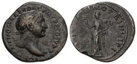 Traianus (98-117 AD). 
AR Denarius Roma 106-7. Obv. IMP TRAIANO AVG GER DAC P M TR P COS V P P, laureate bust to right, aegis on left shoulder.
Rev....