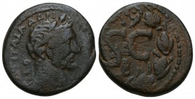 Antoninus Pius Æ22 of Antioch, Syria. AD 138-161. 
Laureate head right / Large SC, B below; all within laurel wreath. BMC 307. 12h. Very Fine. Condit...