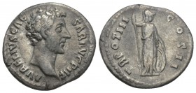 Marcus Aurelius Caesar (138-161 AD). 
AR Denarius Roma (Rome), 148-149 AD. Obv. AVRELIVS CAESAR AVG PII F, bare head right. Rev. TR POT III COS II, h...