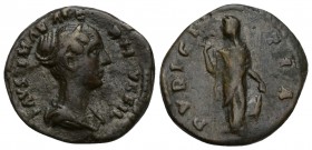 Faustina Junior, AD 147-175.
AR Denarius, Rome, Obverse: FAVSTINAE AVG PII AVG FIL Draped bust of Faustina Junior to right
Reverse: PVDICITIA Pudici...
