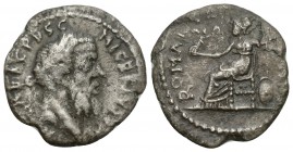 Pescennius Niger. AD 193-194. 
AR Denarius Antioch mint. IMP CΛES C PESC NIGER IVST ΛVG, laureate head right / ROMΛE ΛETE [R]NAE, Roma seated left, h...