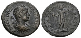 Caracalla AD (196-217) 
AR Denarius (Rome 200, ) - Draped bust right / PONTIF TRP III Sol standing facing, head left, holding globe and spear (RIC 30...