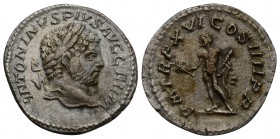 Caracalla, (AD 198-217) 
AR Denarius, Rome, Obverse: ANTONINVS PIVS AVG GERM, laureate head right, Reverse: PM TR P XVI COS IIII PP, Hercules standin...
