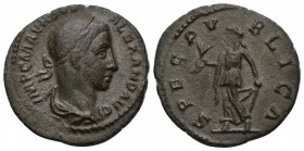 Severus Alexander AR Denarius. Rome, AD 233-235. 
Obv: IMP C MAVR SEV ALEXAND AVG, laureate and draped bust right. SPES PUBLICA, Spes walking left, h...