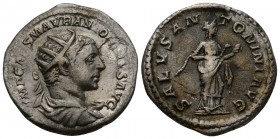 Severus Alexander, AD 222-235
AR Denarius, Rome, Obverse: IMP C MAVR SEV ALEXAND AVG, laureate and draped bust right
Reverse: SALVS AVGVST, Salus st...