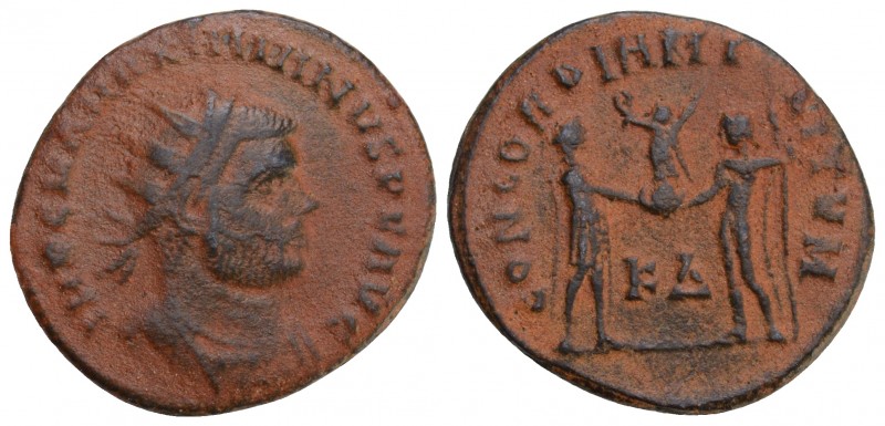 Maximianus Æ Antoninianus. Cyzicus, AD 296. 
Radiate, draped, and cuirassed bus...