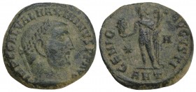 Maximinus Daia AD 310-313. Antioch
Follis Æ, IMP C GAL VAL MAXIMINVS P F AVG, laureate head of Maximinus to right / GENIO AVGVSTI, star in left field...