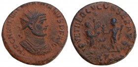 Maximianus Herculius AD 286-305. Antioch
Antoninianus Æ, IMP C M AVP VAL MAXIMIANVS P F AVG, radiate and cuirassed bust right / IOV ET HERCVL CONSER ...