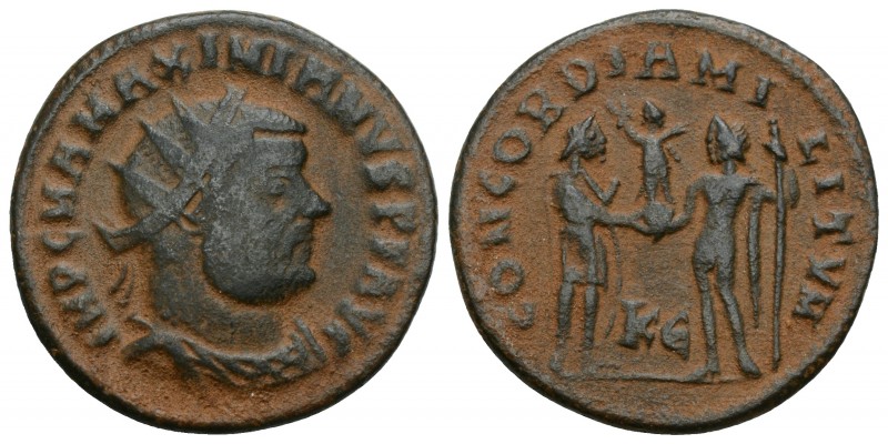 Maximianus Herculius AD 286-305. 
Struck AD 295-299. Cyzicus Radiatus Æ, IMP C ...