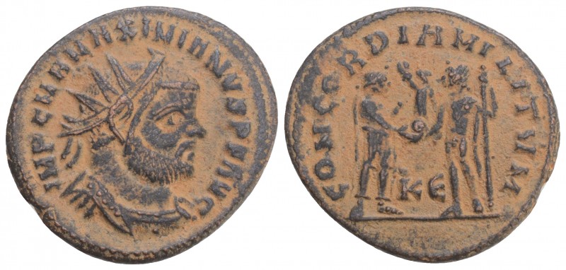 Maximianus Herculius AD 286-305. Struck AD 295-299. 
Cyzicus, Radiatus Æ, Obv: ...