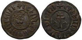 Cilician Armenia, Levon I, Ae Tank, Sis
Obverse: Crowned leonine bust facing slightly right
Reverse: Patriarchal cross; star to left and right
Refe...