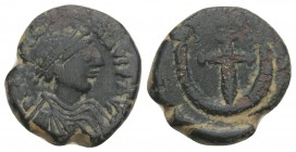 JUSTINIANUS I, 527-565
Mint of Cyzicus Ae-Pentanummium 561-565. The rev. with cross and letter Δ seems unrecorded.
About extremely fine. Condition V...