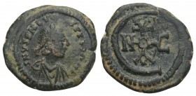 JUSTINIANUS I, 527-565
Mint of Cyzicus Ae- Pentanummium 561-565. Sear 245. DOC 272. MIB 163. Condition Very Good 1.9 gr. 17 mm.