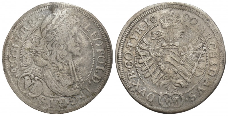 Leopold I. - Ferdinand V.
Leopold I., 1657 - 1705
Tolar 1690 KB, Kremnica, Hus...