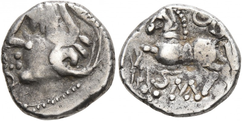 CELTIC, Central Gaul. Sequani. Mid 1st century BC. Quinarius (Silver, 13 mm, 1.9...