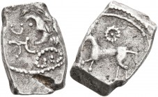 CELTIC, Southern Gaul. Ruteni. Late 2nd to early 1st century BC. Drachm (Silver, 13 mm, 2.09 g, 4 h), 'au cheval' type. Celticized male head to left, ...