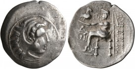 CELTIC, Lower Danube. Uncertain tribe. Circa 2nd century BC. Drachm (Silver, 21 mm, 3.14 g, 12 h), imitating Philip III of Macedon. Celticized head of...