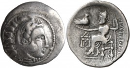 CELTIC, Lower Danube. Uncertain tribe. Circa 2nd century BC. Drachm (Silver, 19 mm, 3.09 g, 11 h), imitating Philip III of Macedon. Celticized head of...