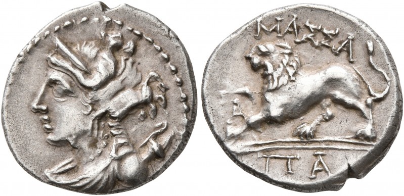 GAUL. Massalia. Circa 130-121 BC. Drachm (Silver, 16 mm, 2.75 g, 7 h). Laureate ...