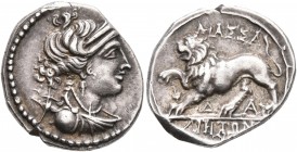 GAUL. Massalia. Circa 125-90 BC. Drachm (Silver, 16 mm, 2.73 g, 5 h). Laureate head of Artemis to right, wearing pendant earring and pearl necklace, a...