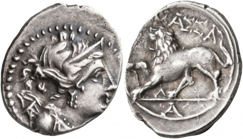 GAUL. Massalia. Circa 125-90 BC. Drachm (Silver, 18 mm, 2.71 g, 5 h). Laureate h...