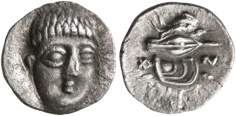 CAMPANIA. Phistelia. Circa 325-275 BC. Obol (Silver, 10 mm, 0.60 g, 12 h). Young...