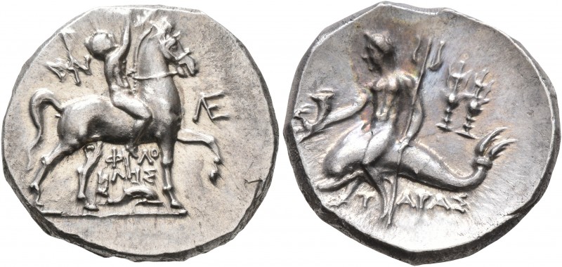 CALABRIA. Tarentum. Circa 240-228 BC. Didrachm or Nomos (Silver, 21 mm, 6.63 g, ...