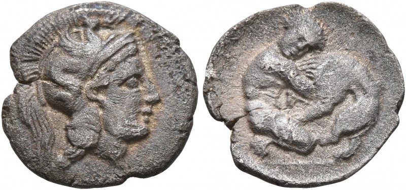 LUCANIA. Herakleia. Circa 432-420 BC. Diobol (Silver, 12 mm, 1.00 g, 7 h). Head ...