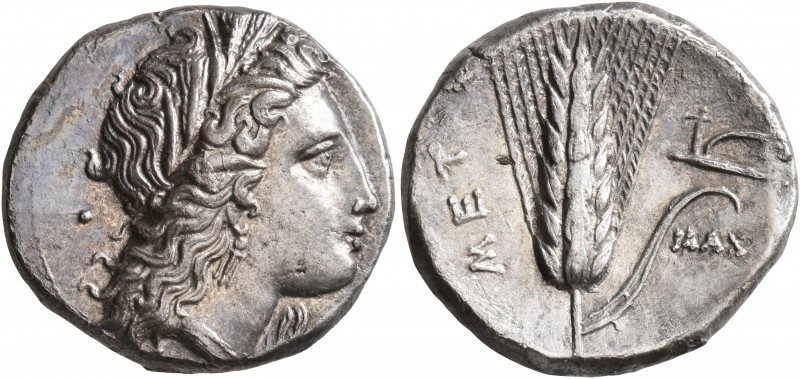 LUCANIA. Metapontion. Circa 330-290 BC. Didrachm or Nomos (Silver, 21 mm, 7.84 g...