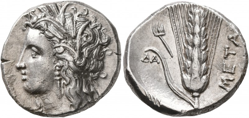 LUCANIA. Metapontion. Circa 330-290 BC. Didrachm or Nomos (Silver, 21 mm, 7.91 g...