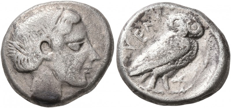 LUCANIA. Velia. Circa 465-440 BC. Drachm (Silver, 15 mm, 4.00 g, 7 h). Head of a...