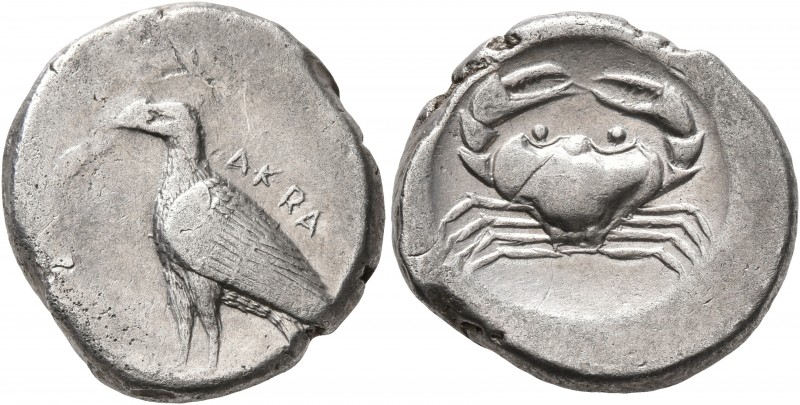 SICILY. Akragas. Circa 485-480/78 BC. Didrachm (Silver, 20 mm, 8.55 g, 9 h). AKP...