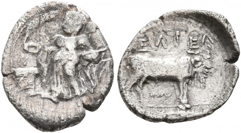 SICILY. Entella. Elymian issues, circa 440-430 BC. Litra (Silver, 12 mm, 0.60 g,...