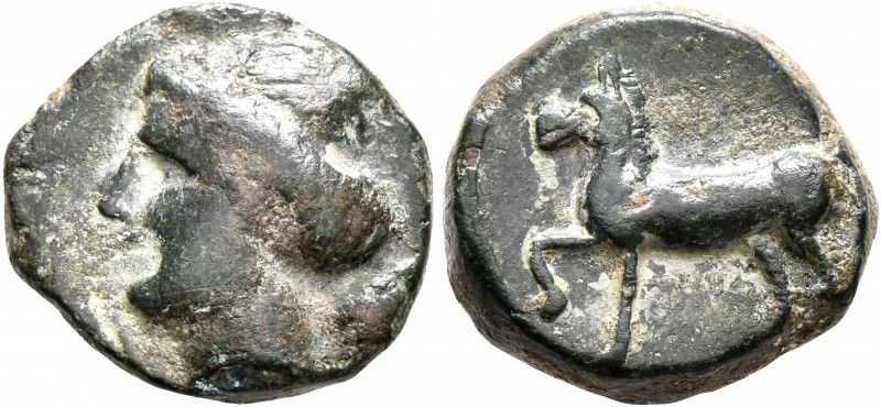 SICILY. Eryx. Circa 330-260 BC. AE (Bronze, 14 mm, 3.61 g, 12 h). Female head to...