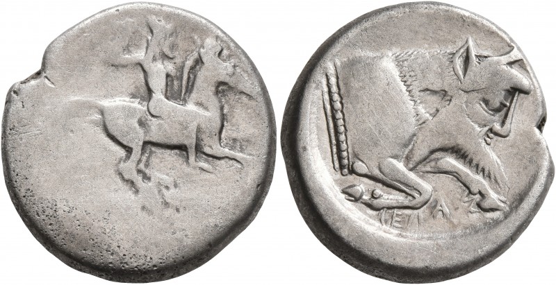 SICILY. Gela. Circa 490/85-480/75 BC. Didrachm (Silver, 21 mm, 8.36 g, 11 h). Nu...